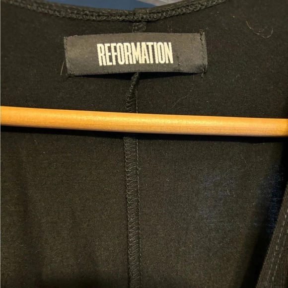 Reformation Women Laurel Wrap Dress Midi Short Sleeve Black Size Extra Small - Picture 5 of 6